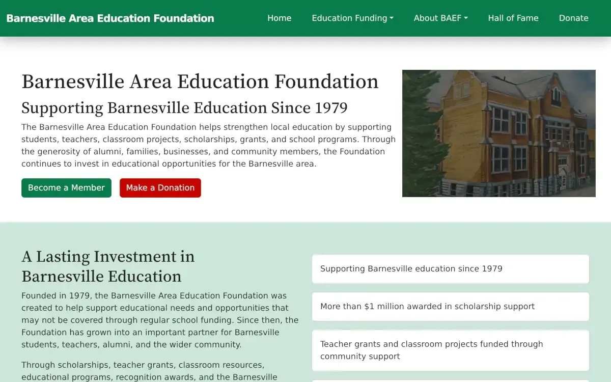 Barnesville Area Education Foundation Website