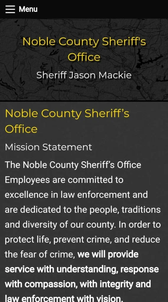 Noble County Sheriffs Office Mobile Website
