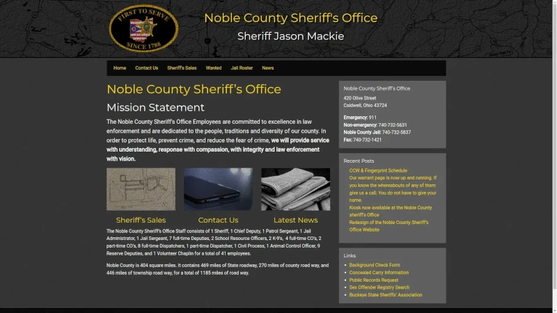 Noble County Sheriffs Office Desktop Website