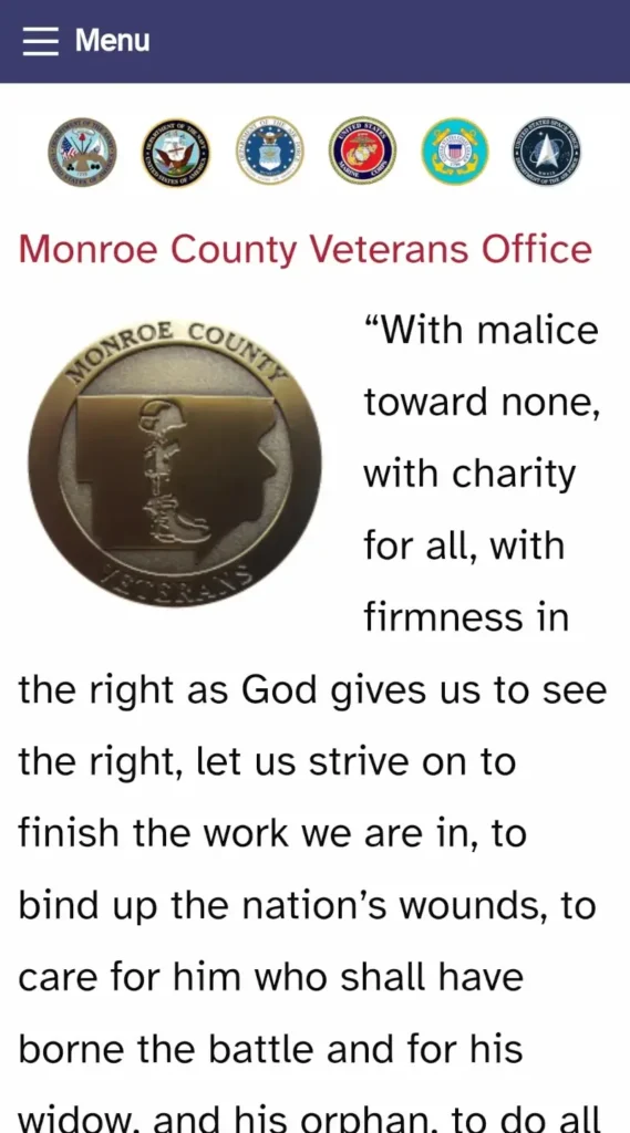 Monroe County Veterans Office Mobile Website