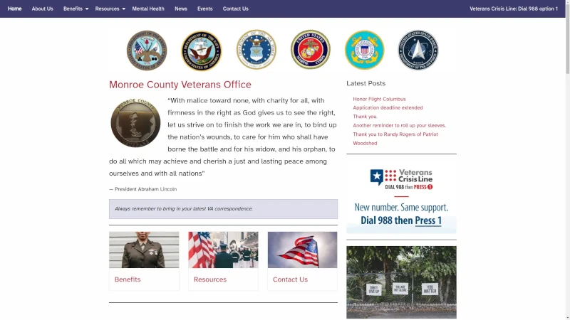 Monroe County Veterans Office Desktop Website