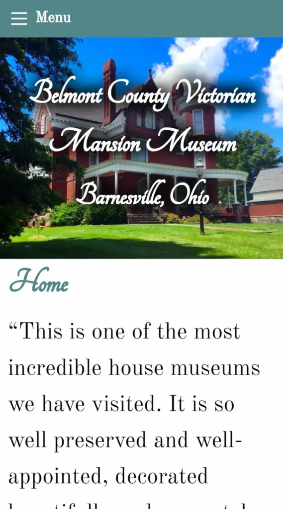 Belmont County Victorian Mansion Museum Mobile Website