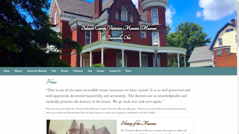Belmont County Victorian Mansion Museum Desktop Website