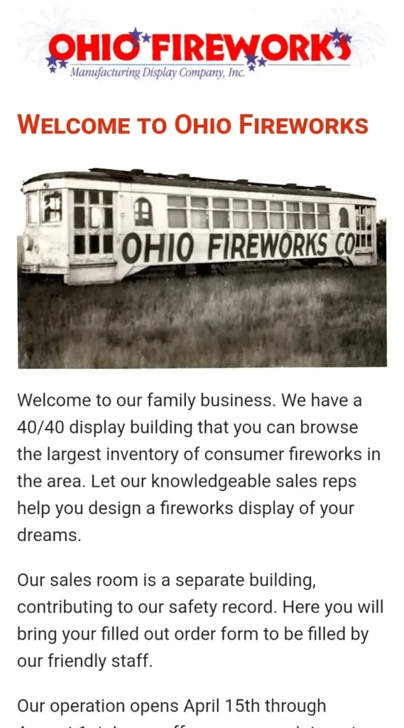 Ohio Fireworks Mobile Website