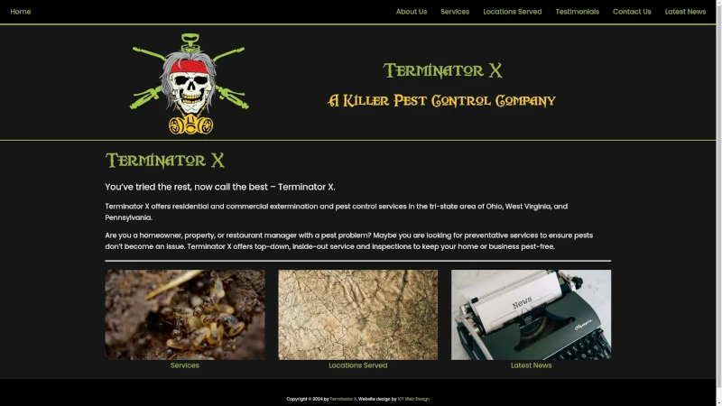 Terminator X Pest Control Desktop Website